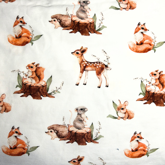 Baumwolljersey Waldtiere weiß