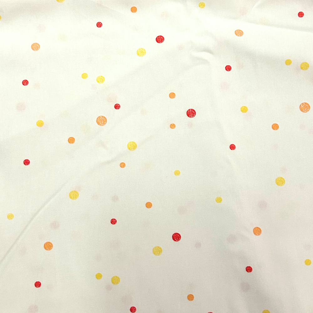 Baumwollpopeline Punkte rot/gelb