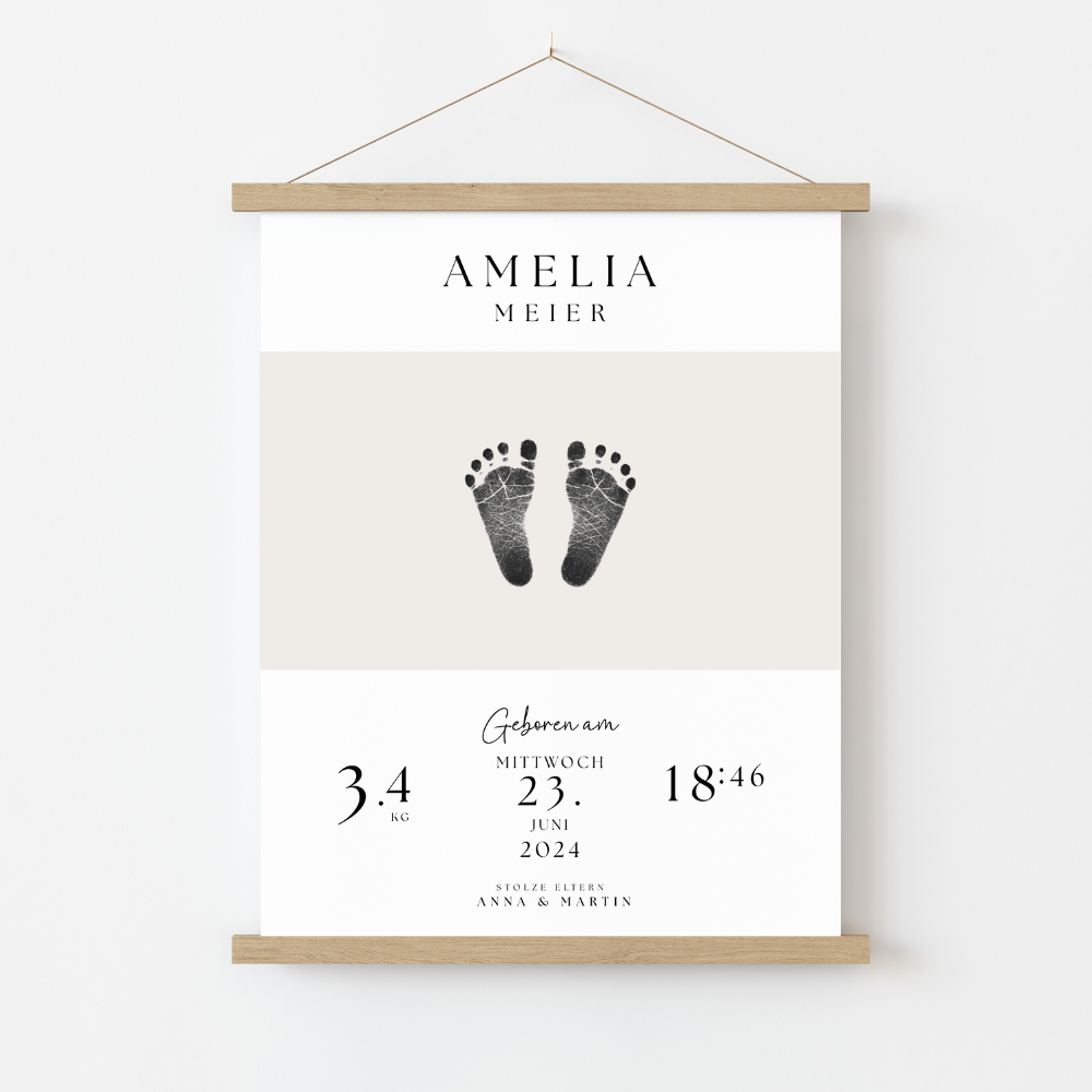 Fußabdruck-Geburts Poster