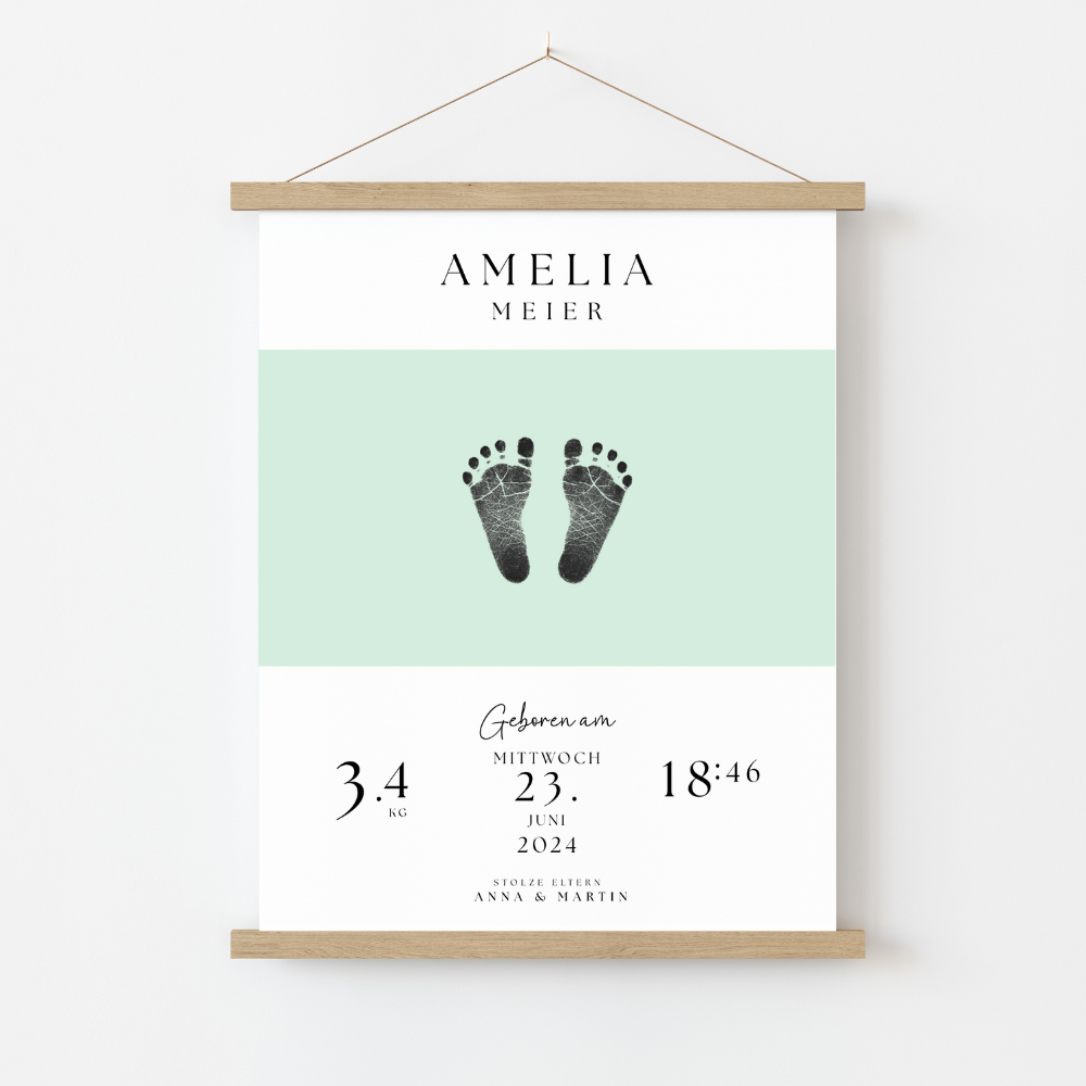 Fußabdruck-Geburts Poster