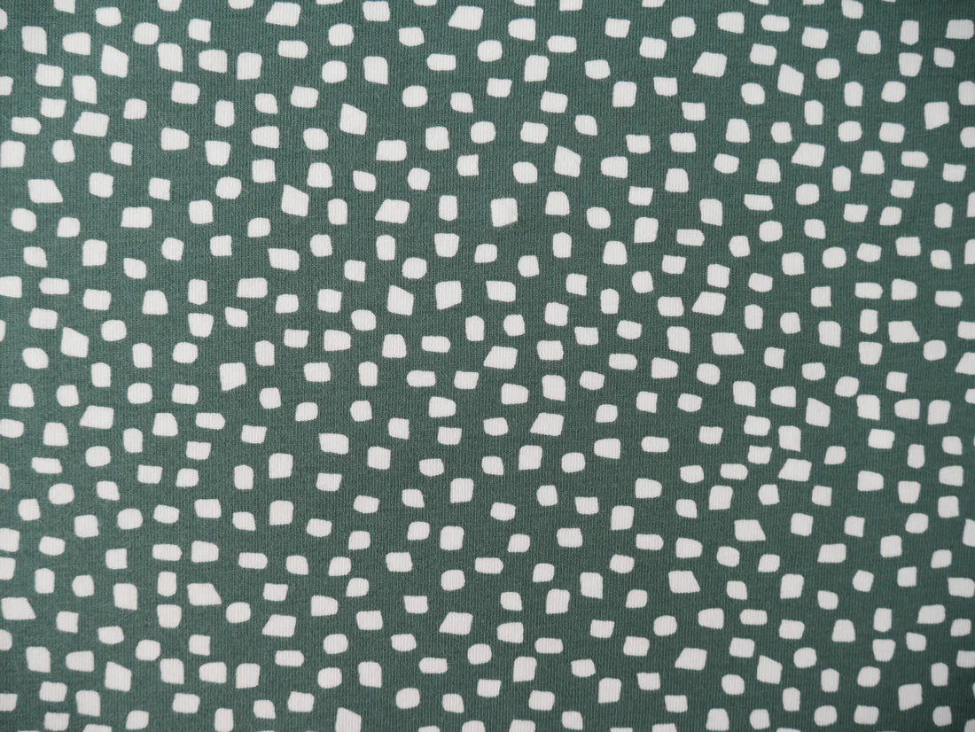 Baumwolljersey grün-weiß Muster