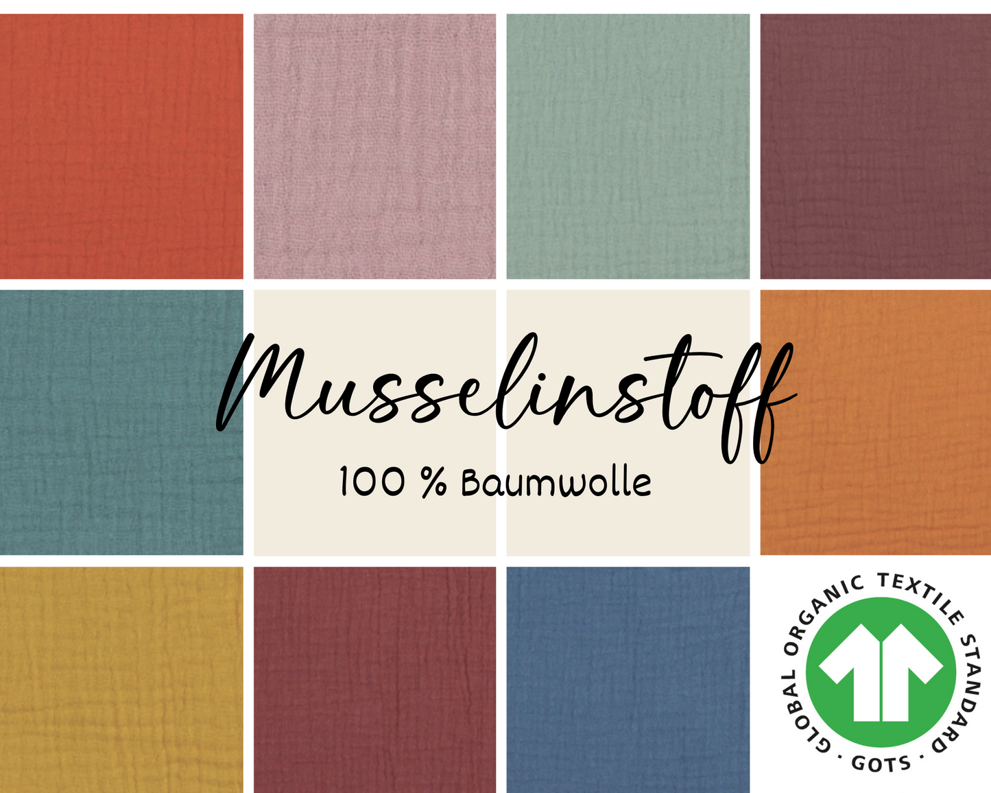 Musselin – Bio-Baumwolle (GOTS-zertifiziert)